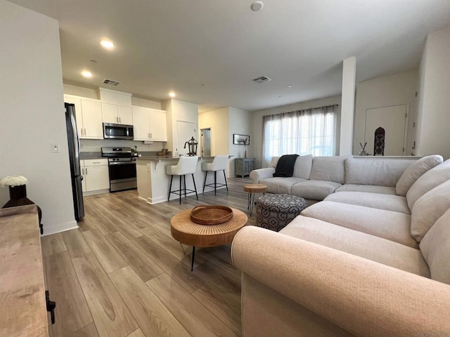 living room featuring light hardwood / wood-style floors