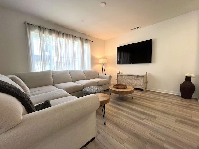 living room featuring light hardwood / wood-style floors