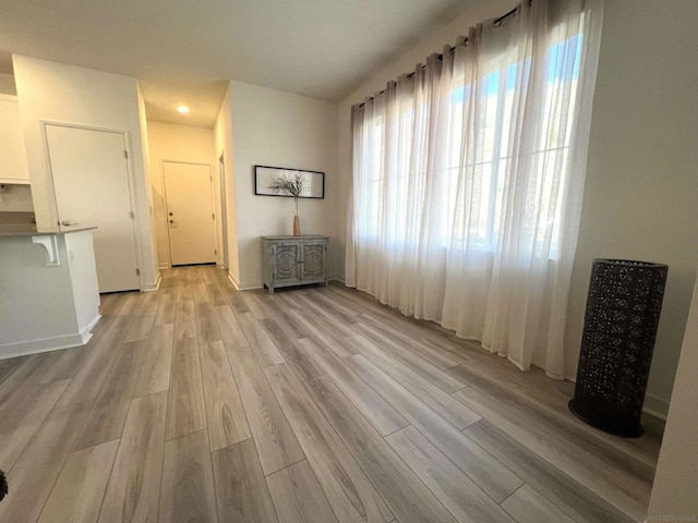 interior space with light hardwood / wood-style flooring