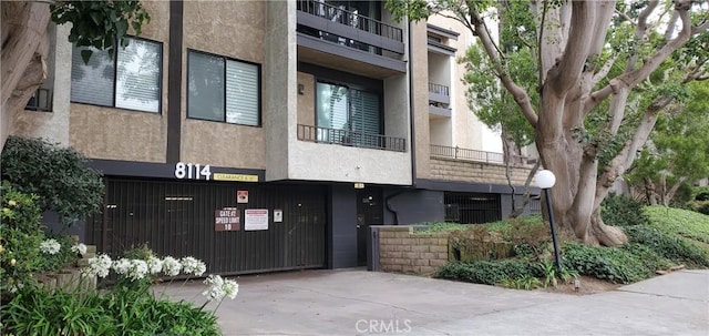 view of building exterior with a garage