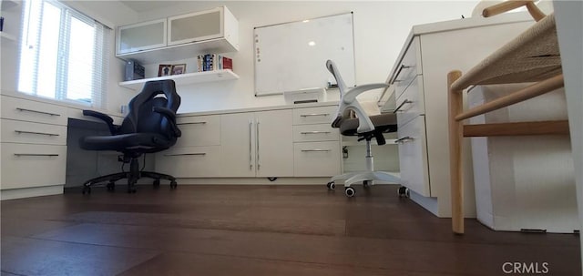 office area featuring dark wood-style floors