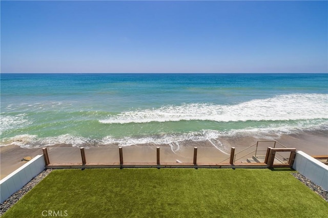 view of water feature with a view of the beach