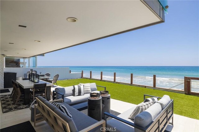 35651 Beach Rd, Dana Point, CA 92624 - view of patio with outdoor lounge area, a water view, and outdoor dining space