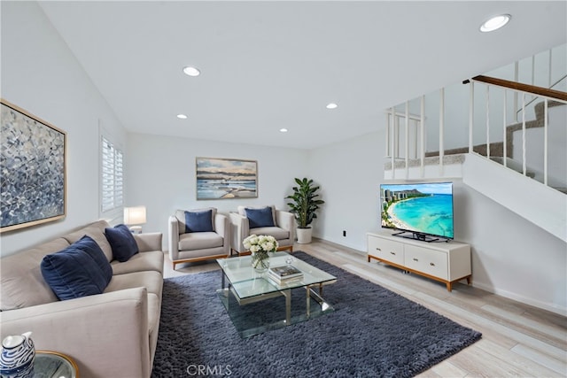 living room featuring light wood-type flooring