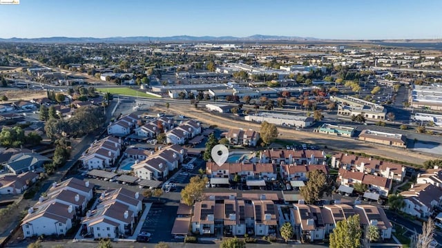 drone / aerial view with a mountain view