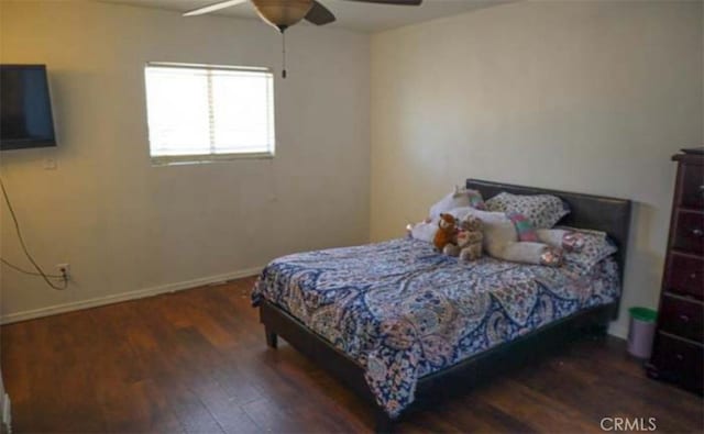 8043 Mojave Tropico Rd, Mojave, CA 93501 - bedroom featuring wood-type flooring and a ceiling fan