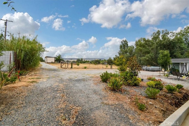 view of road with a rural view