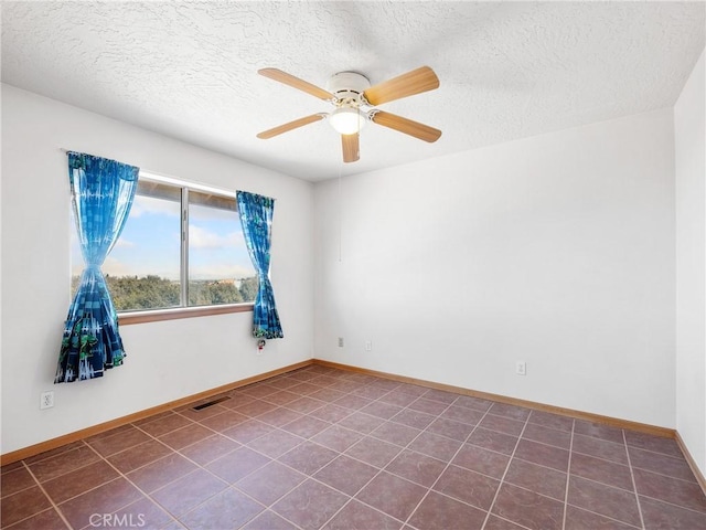 8187 Anaconda Ave, Oak Hills, CA 92344 - spare room featuring baseboards, a textured ceiling, ceiling fan, and visible vents