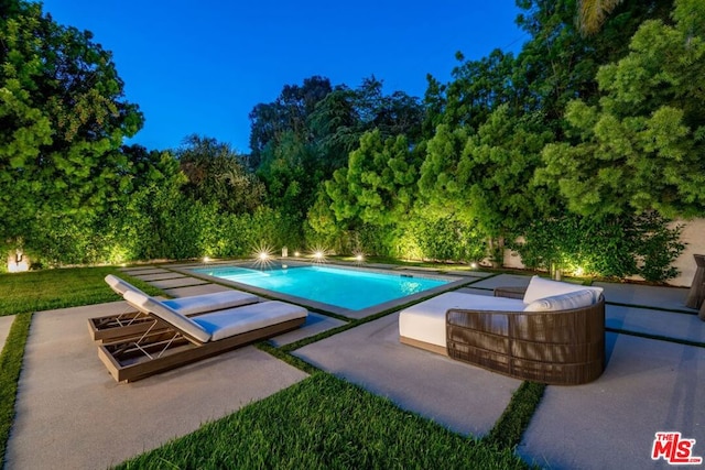 view of swimming pool with a patio area