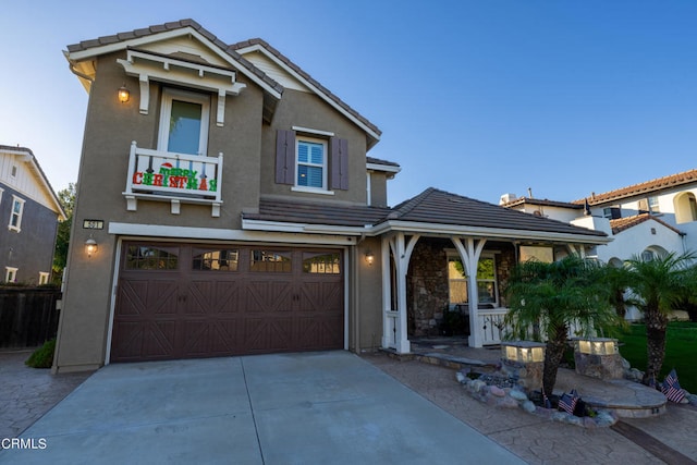 view of front of home with a garage