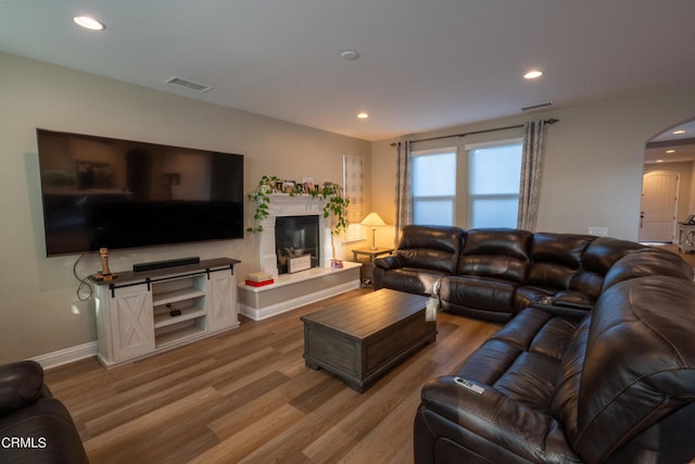 living room featuring hardwood / wood-style floors