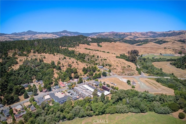 birds eye view of property with a mountain view