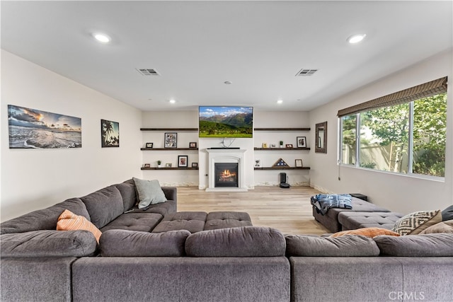 living room featuring light hardwood / wood-style flooring