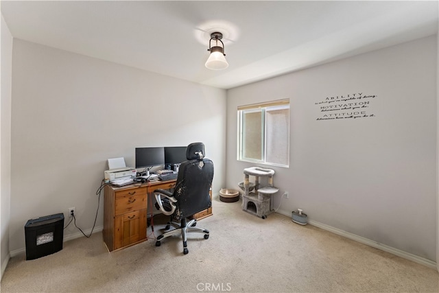 office space with light colored carpet