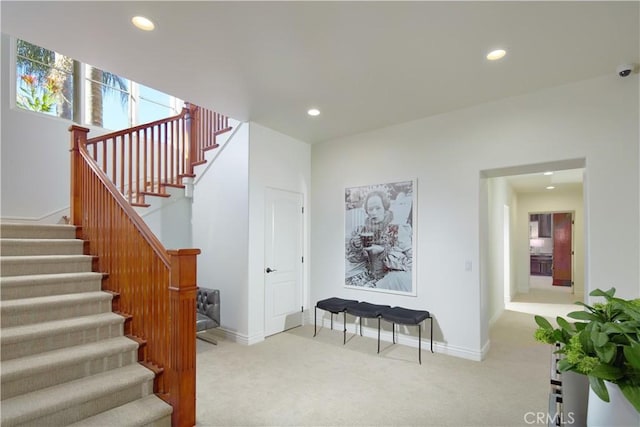 4347 Canyon View Ln, Palos Verdes Peninsula, CA 90274 - stairway with carpet floors and recessed lighting