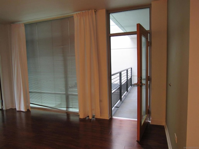 empty room featuring dark hardwood / wood-style flooring