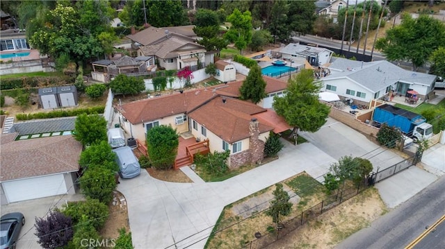 bird's eye view with a residential view