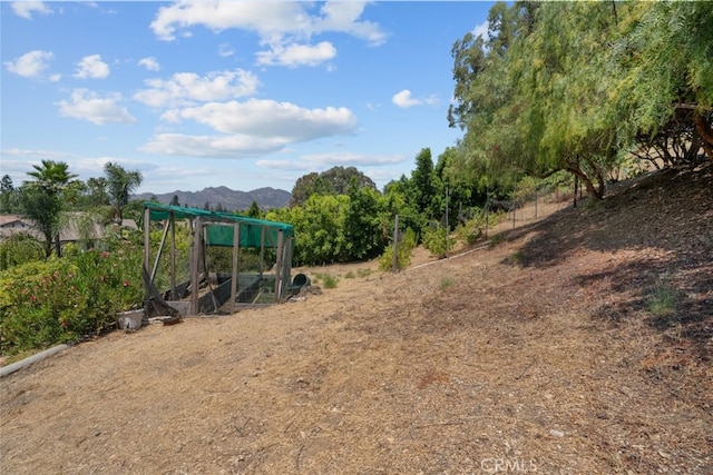 view of yard featuring a mountain view