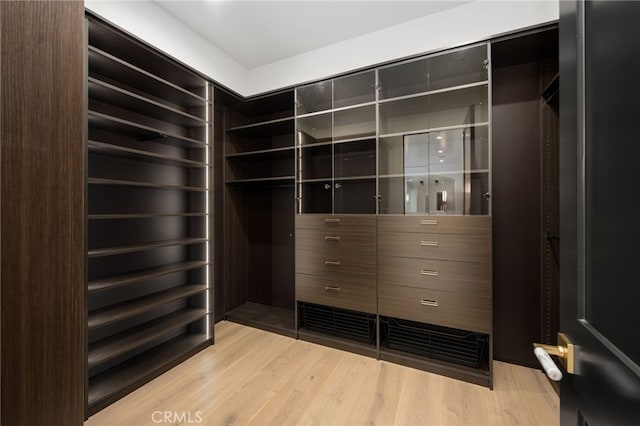 spacious closet featuring light wood-type flooring