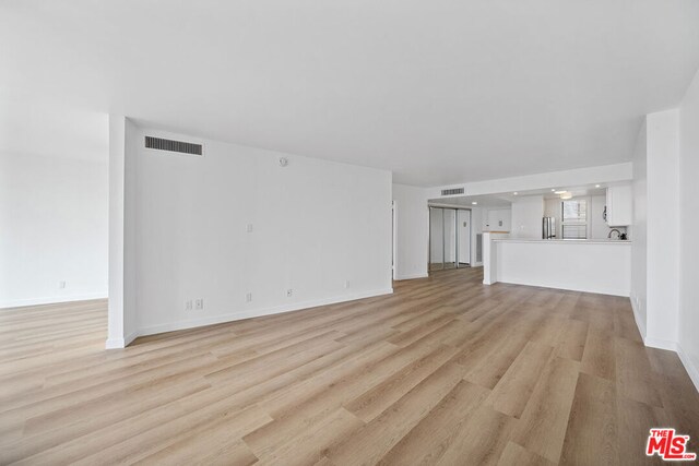 unfurnished living room featuring light hardwood / wood-style floors