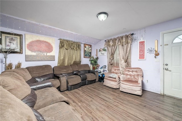 living room with hardwood / wood-style floors