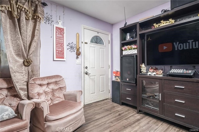 interior space with light hardwood / wood-style flooring