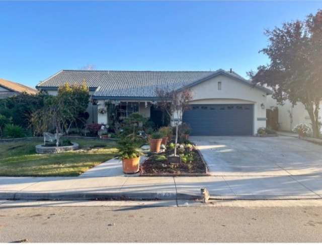 single story home with a garage