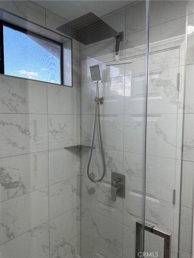 interior space with walk in shower