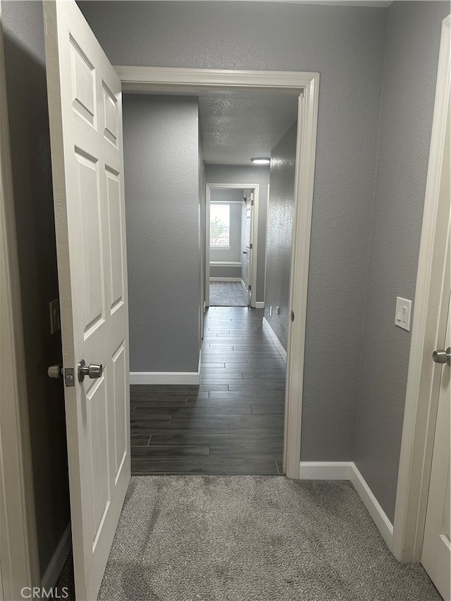 hall featuring dark wood-type flooring