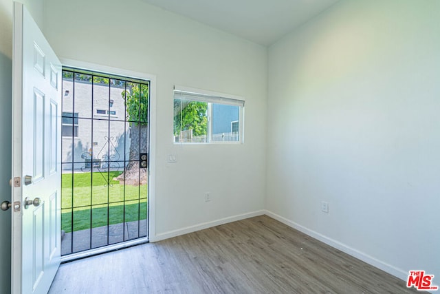 spare room with hardwood / wood-style floors