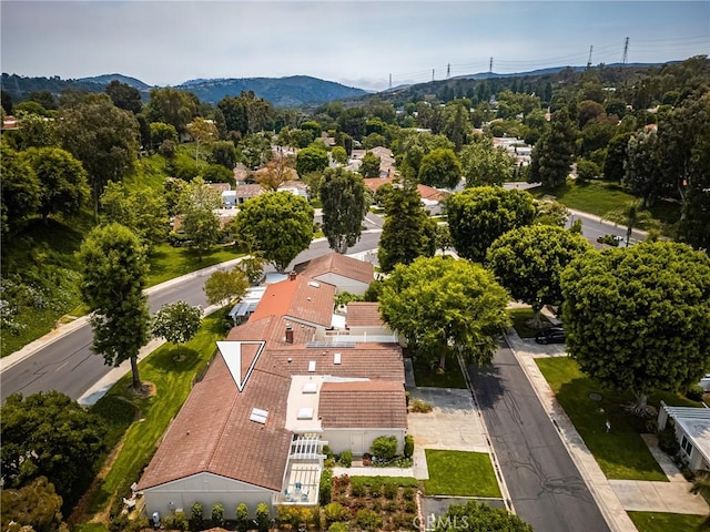 bird's eye view with a mountain view