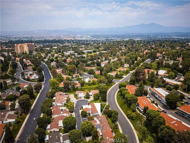 aerial view with a mountain view