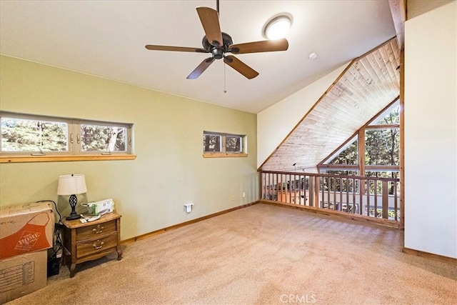 interior space featuring vaulted ceiling and ceiling fan