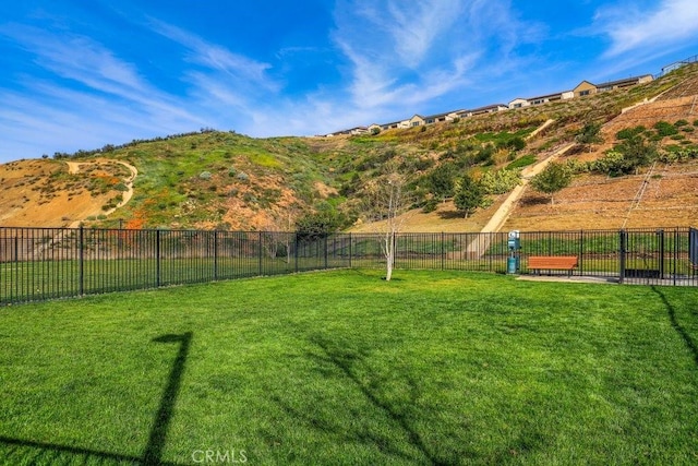 view of yard with a mountain view and a rural view