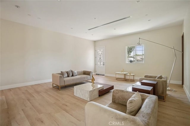 living room featuring light wood-type flooring