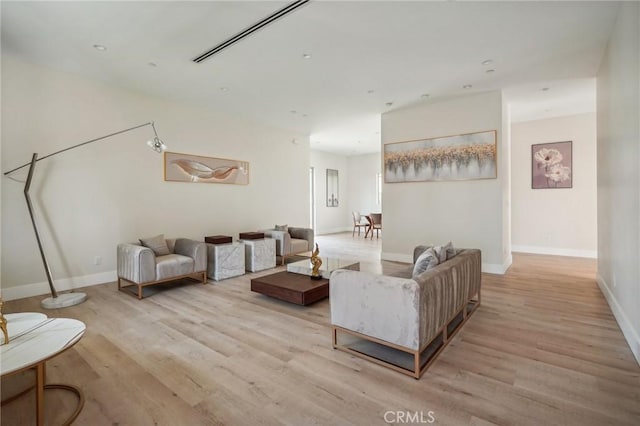 living room featuring light hardwood / wood-style flooring