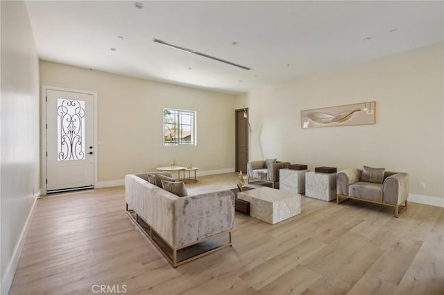 living room featuring light hardwood / wood-style floors