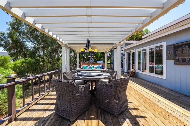 wooden terrace with a pergola