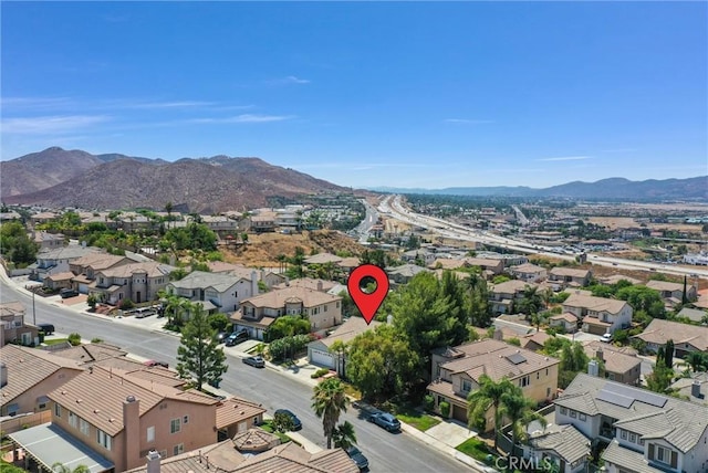 drone / aerial view with a mountain view