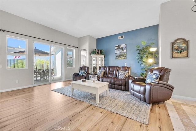 living room featuring light hardwood / wood-style floors