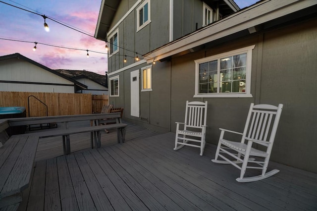 view of deck at dusk