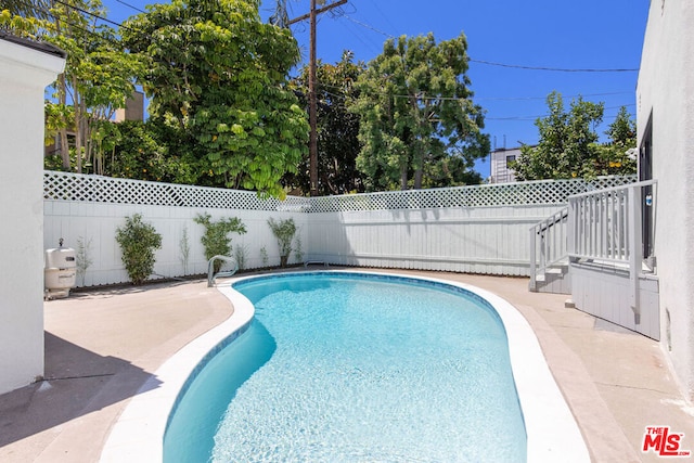 view of swimming pool with a patio area