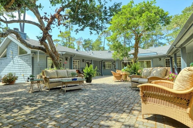 exterior space featuring outdoor lounge area