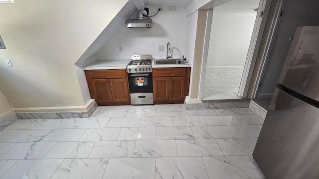 bar with sink and stainless steel appliances