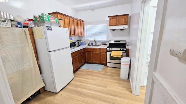 kitchen with light hardwood / wood-style flooring, appliances with stainless steel finishes, and sink