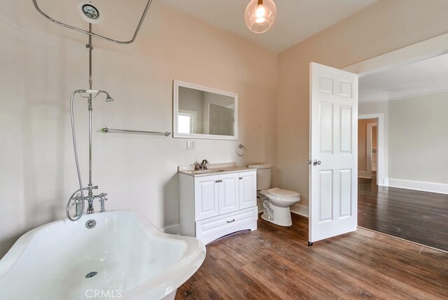 21457 Pecan St, Wildomar, CA 92595 - full bathroom featuring a freestanding bath, wood finished floors, and vanity