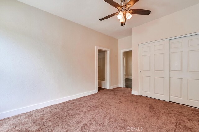21457 Pecan St, Wildomar, CA 92595 - unfurnished bedroom featuring carpet flooring, a closet, and a ceiling fan