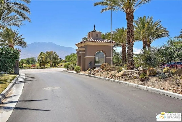 view of street with a mountain view