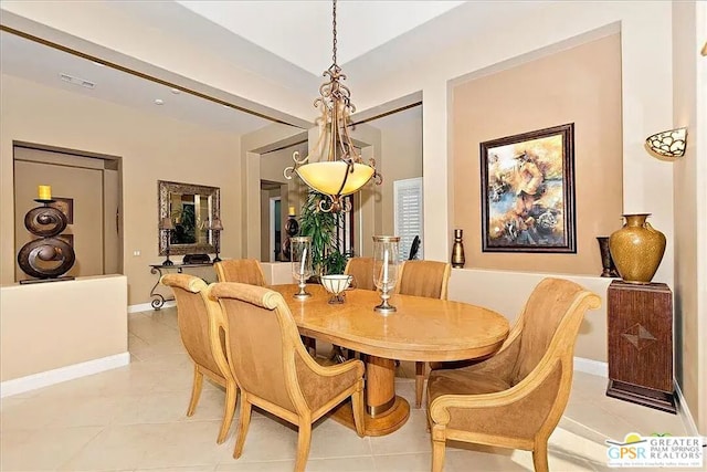 dining room with light tile patterned floors