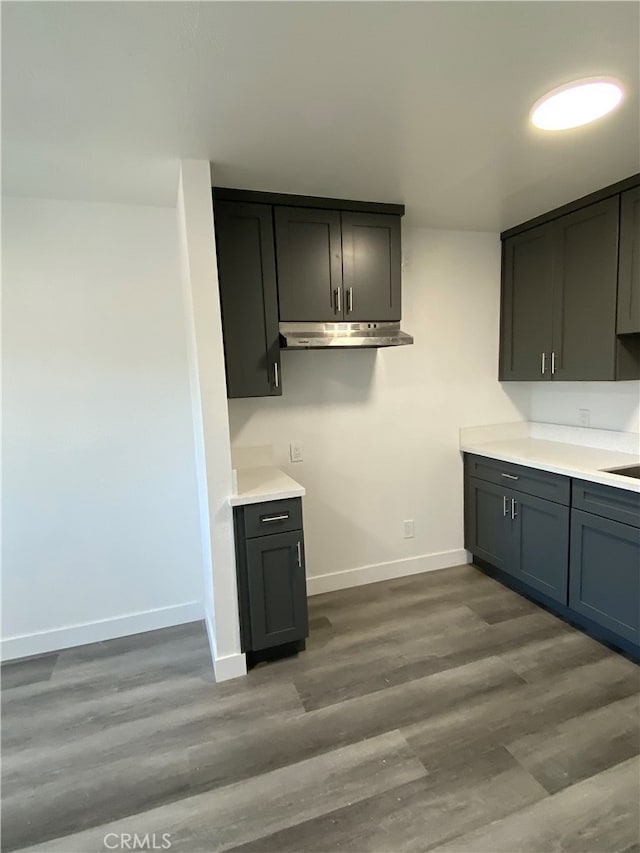 kitchen with dark wood-type flooring